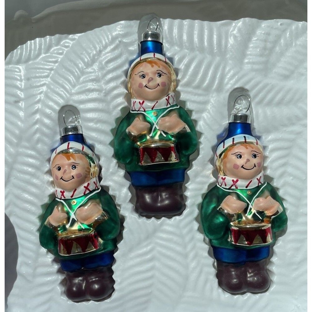 Vintage Christmas Trimmeries  glass ornaments Hand Decorated Drummer Boy